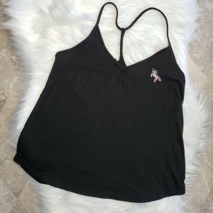 WET SEAL Unicorn Black Tank Top T Back Size Small